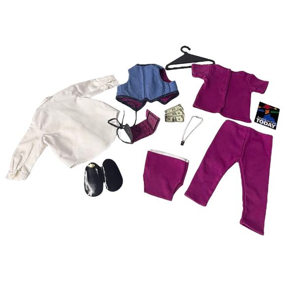 American Girl Mix Match Outfit Pleasant Co Doll Accessories Shoes Necklace Vest - Picture 2 of 10